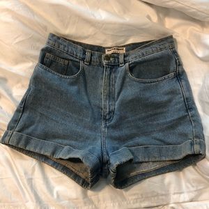 AMERICAN APPAREL HIGH WAISTED JEAN SHORTS